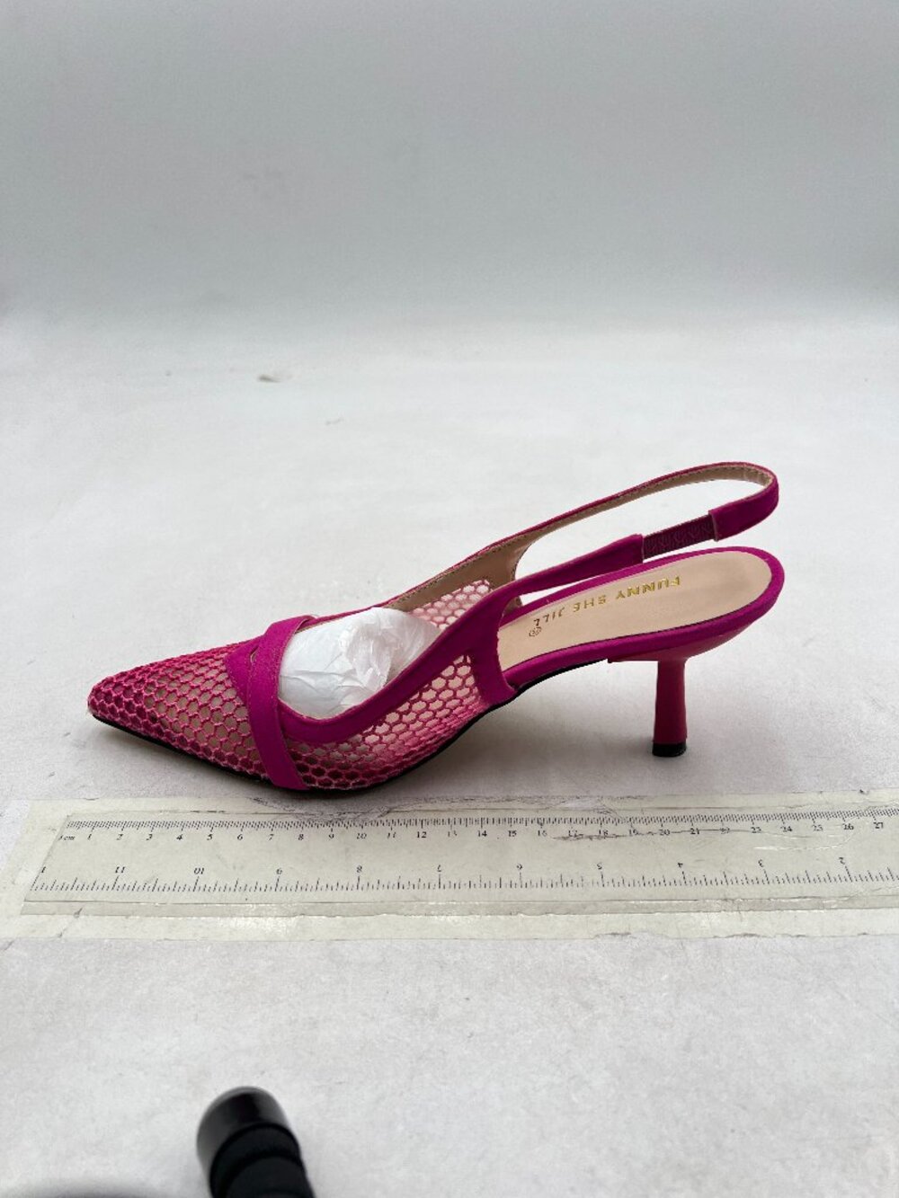 FSJ Hot Pink Mesh Pointy Toe High Heeled Slingback Pumps